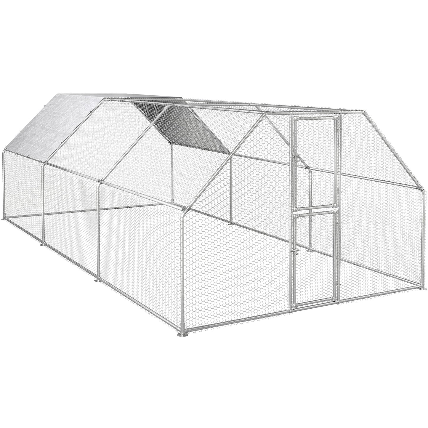 DWVO Large Metal Chicken Coop for 20-30 Chickens, 19.1 x 9.8 x 6.4 ft Walk-in Poultry Cage Chicken Run for Yard Outdoor with Waterproof and Anti-UV Cover Duck House Flat Roof Chicken Pen