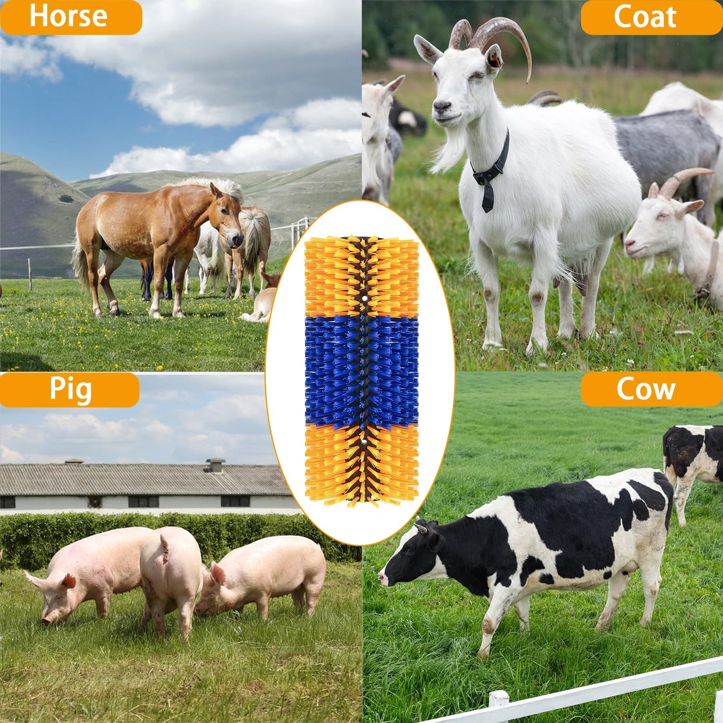 Livestock Scratch Brushes, Cow Brush, Cow Scratcher Full Massage Brushs Kit, Horse Brushes for Grooming, Goat Brush Relieve Itching on the Back of Livestock for Horse Cow Goat Cattle Pig Sheep