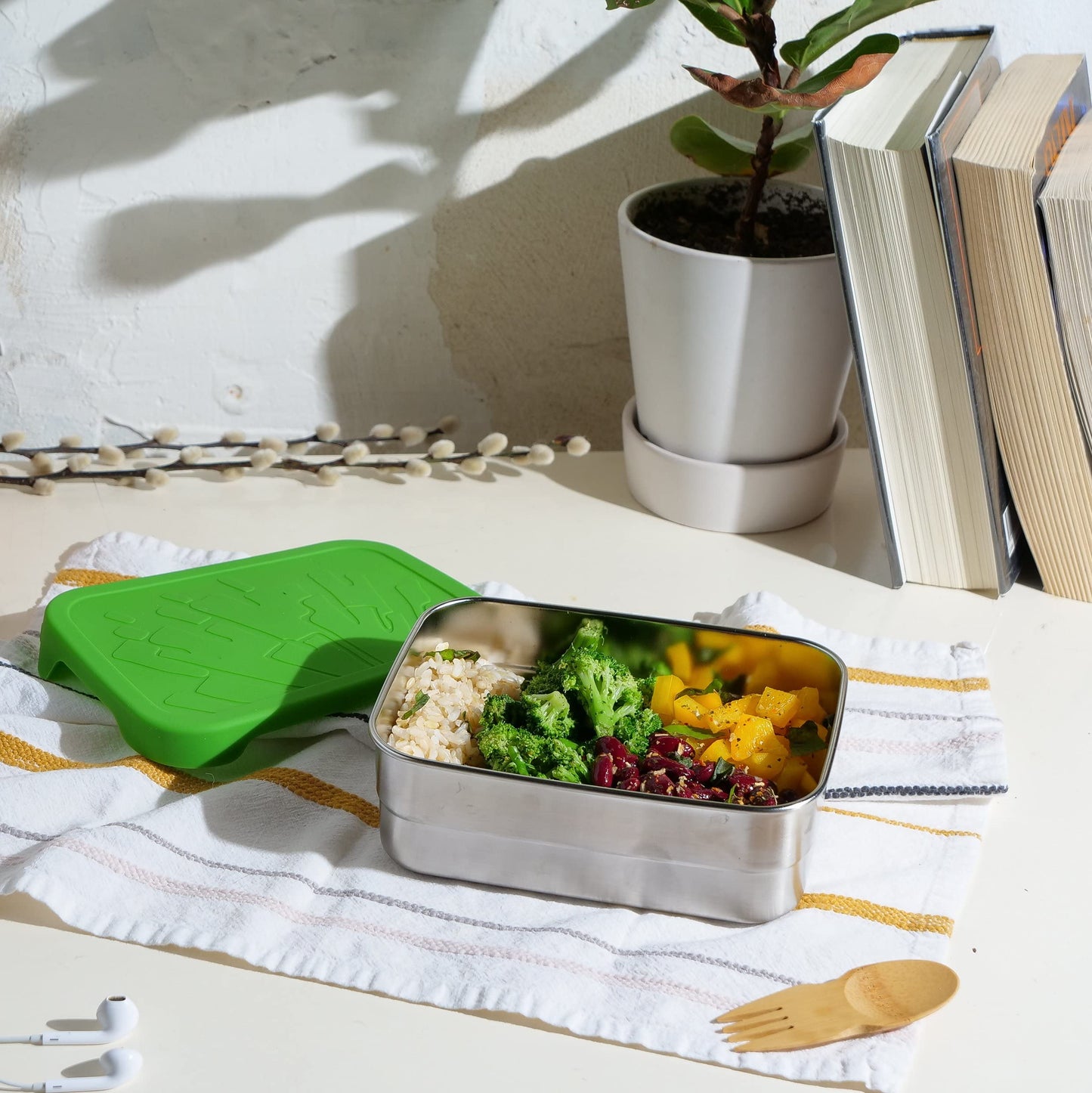 ECOlunchbox Splash Box XL – 40 oz Leak-Proof Stainless Steel Bento with Food-Safe Silicone Lid (Plastic-Free, Dishwasher Safe)