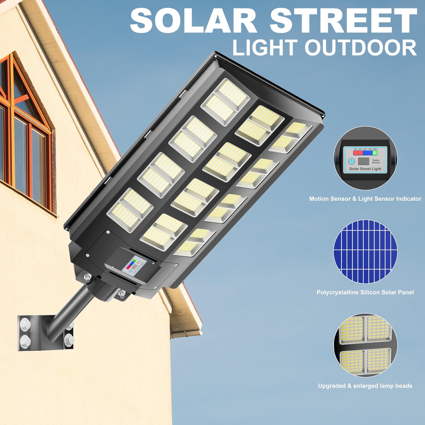 loyoele 7000W Solar Street Lights Outdoor 240000 Lumens Solar Flood Light with Remote Control & Motion Sensor, Waterproof IP66 Dusk to Dawn Solar Power Lights for Garden,Yard, Path, Parking Lot 2-Pack