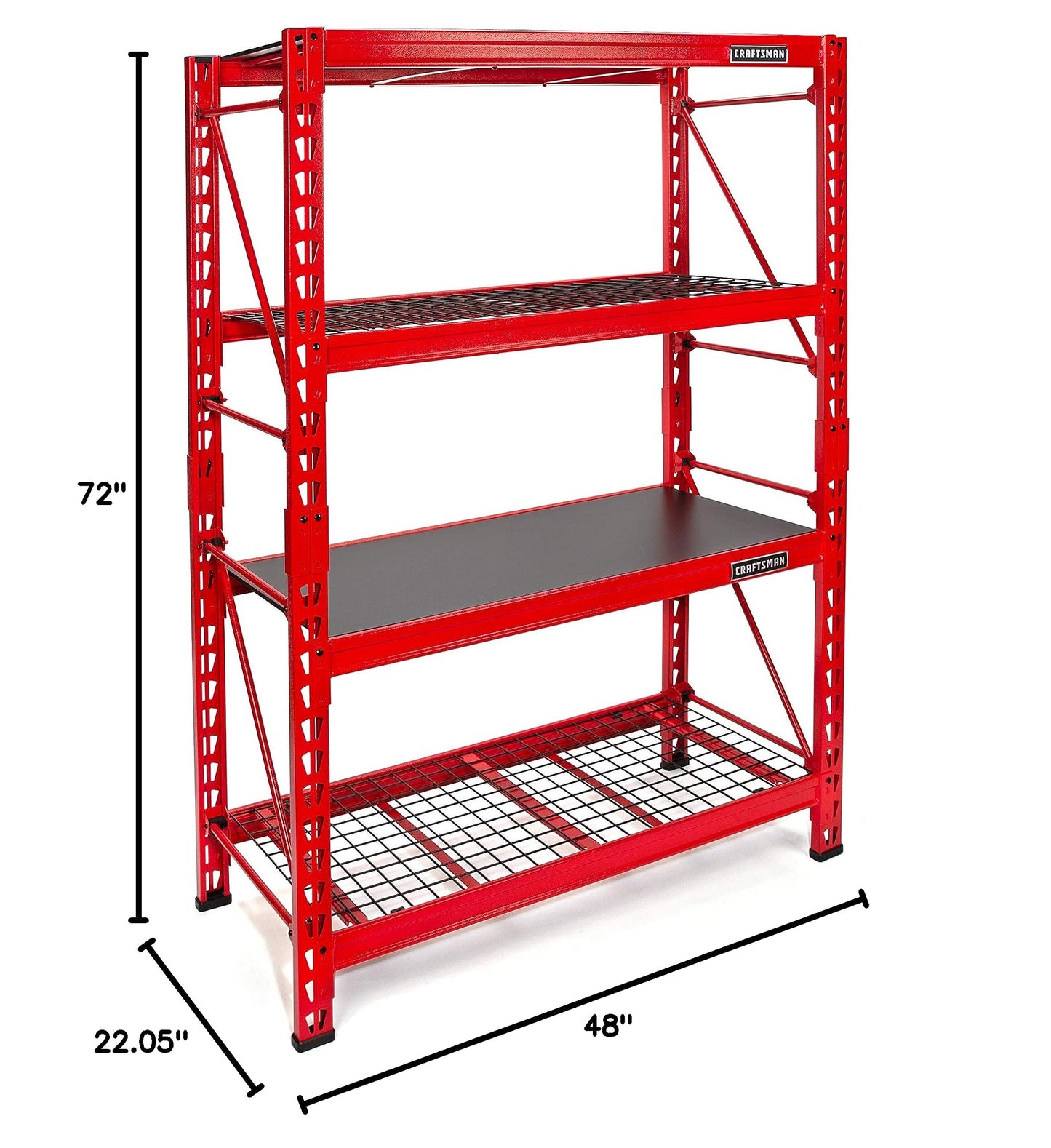CRAFTSMAN 2-Shelf 3-Foot Tall Stackable Tool Chest Depth Storage Rack, 2-Pack, Red