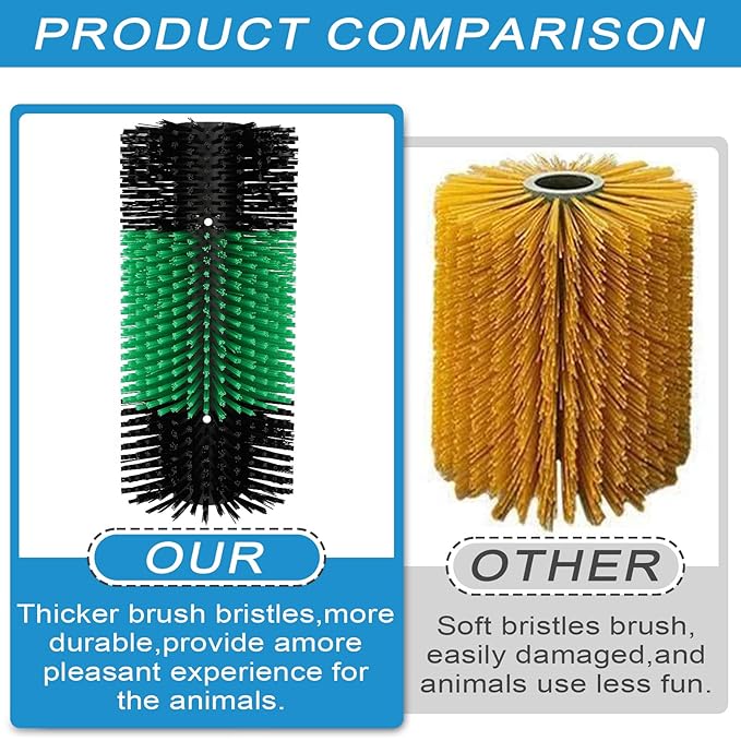 2psc Livestock Scratching Brush with 8 Screws – Cattle and Horse Grooming Brushes, Itch Relief for Horse, Goat, Cattle，Cow,Sheep， and Pig,Livestock Supplies – Black & Green