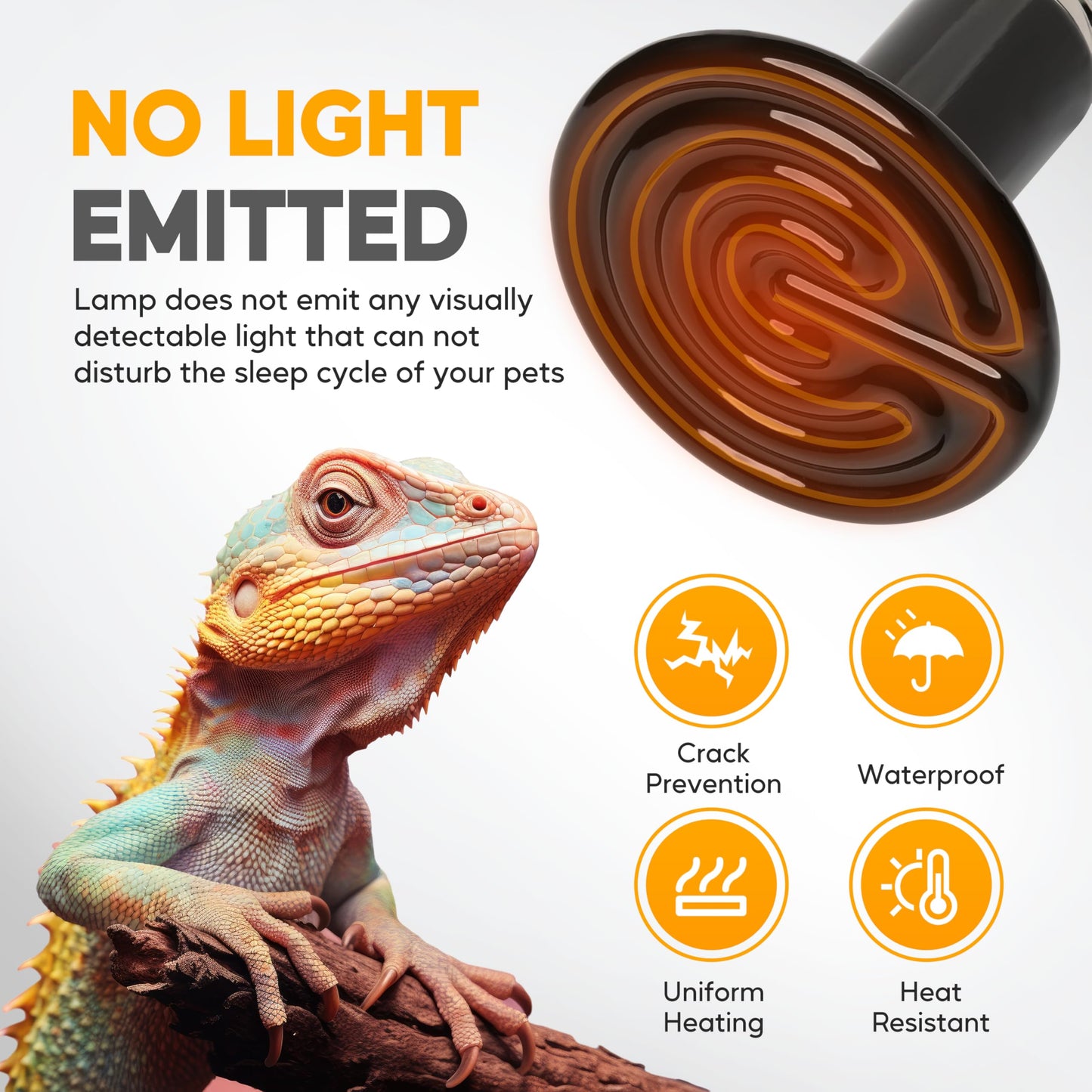 HealSmart 50W Reptile Heat Lamp Ceramic Heat Emitter, No Light Emitting Heat Bulbs, Suitable for Snake/Lizard/Spider, Plant Growth and Incubating Chicken, 2-Pack