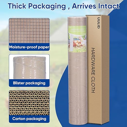 Hardware Cloth 1/2 Inch 48 x 100 ft 19 gauge Hot Dipped Galvanized After Welding Fence Wire Mesh Roll Hardware Mesh Chicken Rabbit Snake Cage Welding Fencing