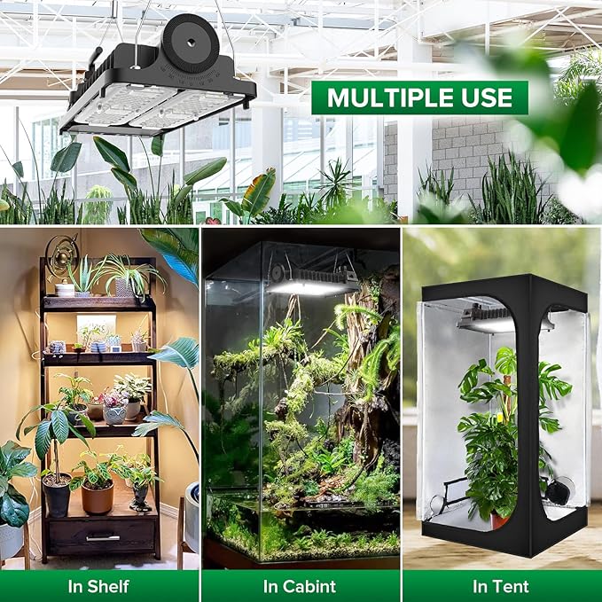 SANSI LED Grow Light for Indoor Plants, 1000W LED Grow Light with Optical Lens for High PPFD, Energy Saving Dimmable Full Spectrum Plant Light for 2x4/3x3ft Grow Tent Seeding & Growing