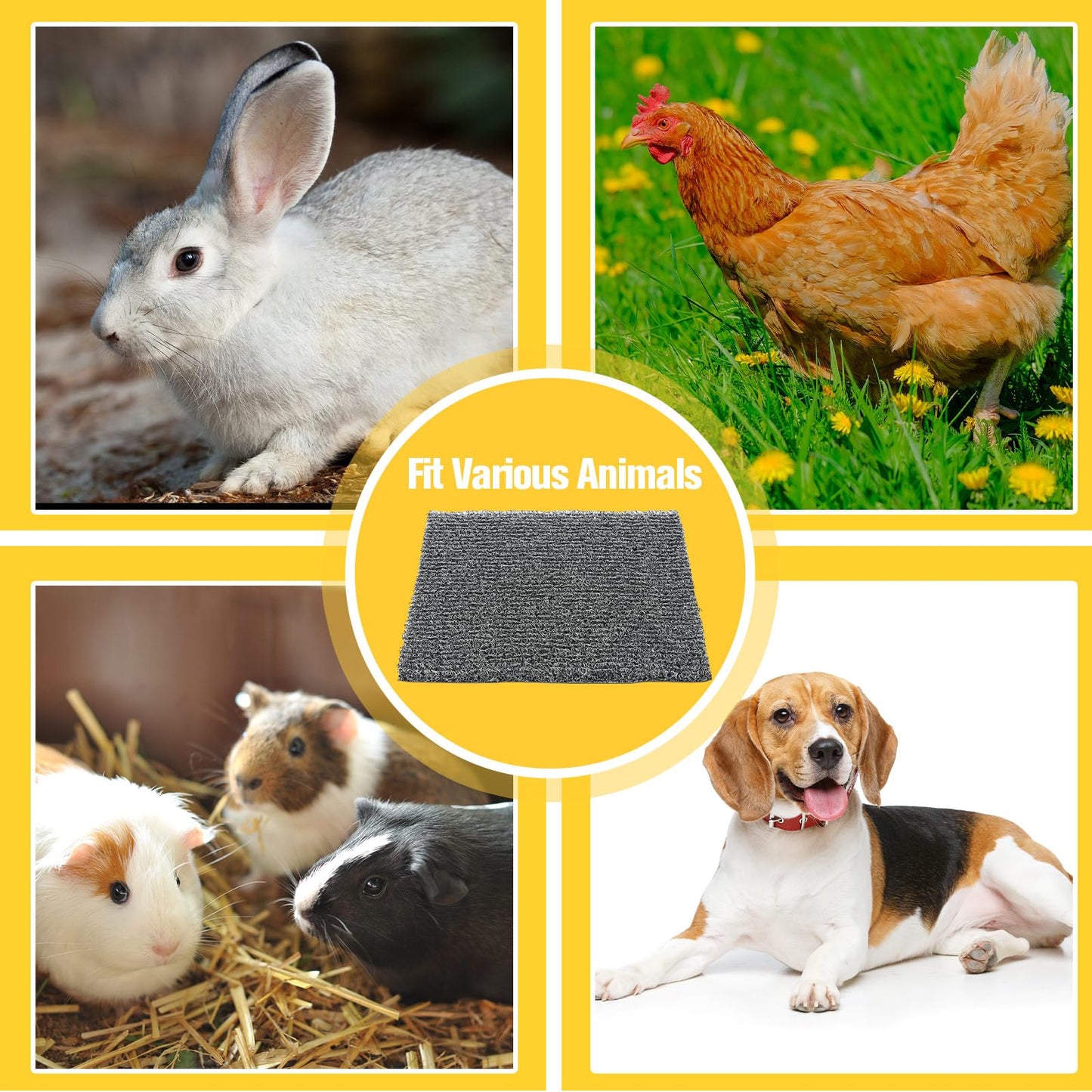 Chunful 12 Pcs Nesting Pads for Chicken Coop, Washable Plastic Nesting Box Liners 12x12 Inch Reusable Nest Box Pads with 6 Pcs Fake Wooden Eggs Chicken Laying Mats Coop Accessories