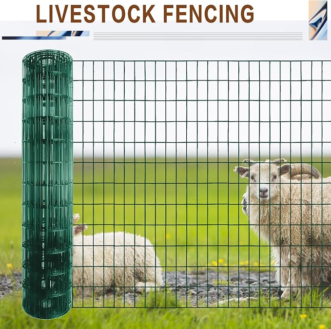 Tongmo 4 ft x 100 ft Green PVC Coated Welded Wire Fence, 16GA Garden Chicken Wire Fence Roll, Mesh Size 2" x 4" Hardware Cloth, Ideal for Yard Protection and Poultry Netting