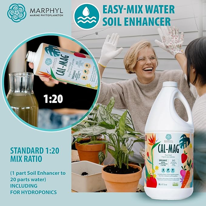 MARPHYL Organic CALMAG Liquid Fertilizer, Calcium + Magnesium, Corrects Common Plant Deficiencies, for Garden, Flowers, Vegetables, Succulents, Bamboo, Hydroponics 1.05 gal
