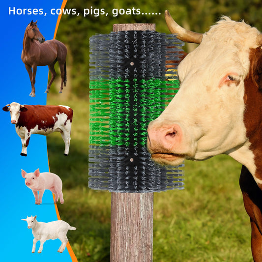 Extra Large Size Livestock Scratching Brush, Upgraded Horse/Goat/Cow/Cattle Scratcher Brush for Grooming, Itch Relief Horse Scratcher Brushes Kit with Two Sets of Mounting Screws(1-Pack,Gray)