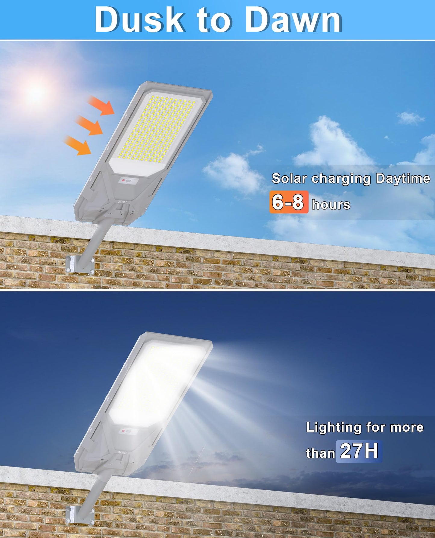 JAYNLT X-12000W Solar Street Lights,6500K Commercial Parking Lot Light Dusk to Dawn,IP68 Waterproof Flood Security Street Lights Motion Sensor for PlayCourt,Farm