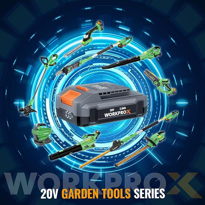 WORKPROX 20V Cordless Hedge Trimmer, Electric Bush Shrub Trimmer, 22" Dual-Action Blade and 3/4" Cutting Capacity with Safety Lock, Great for Garden, Yard, 2.0Ah Battery & Charging Cable Included