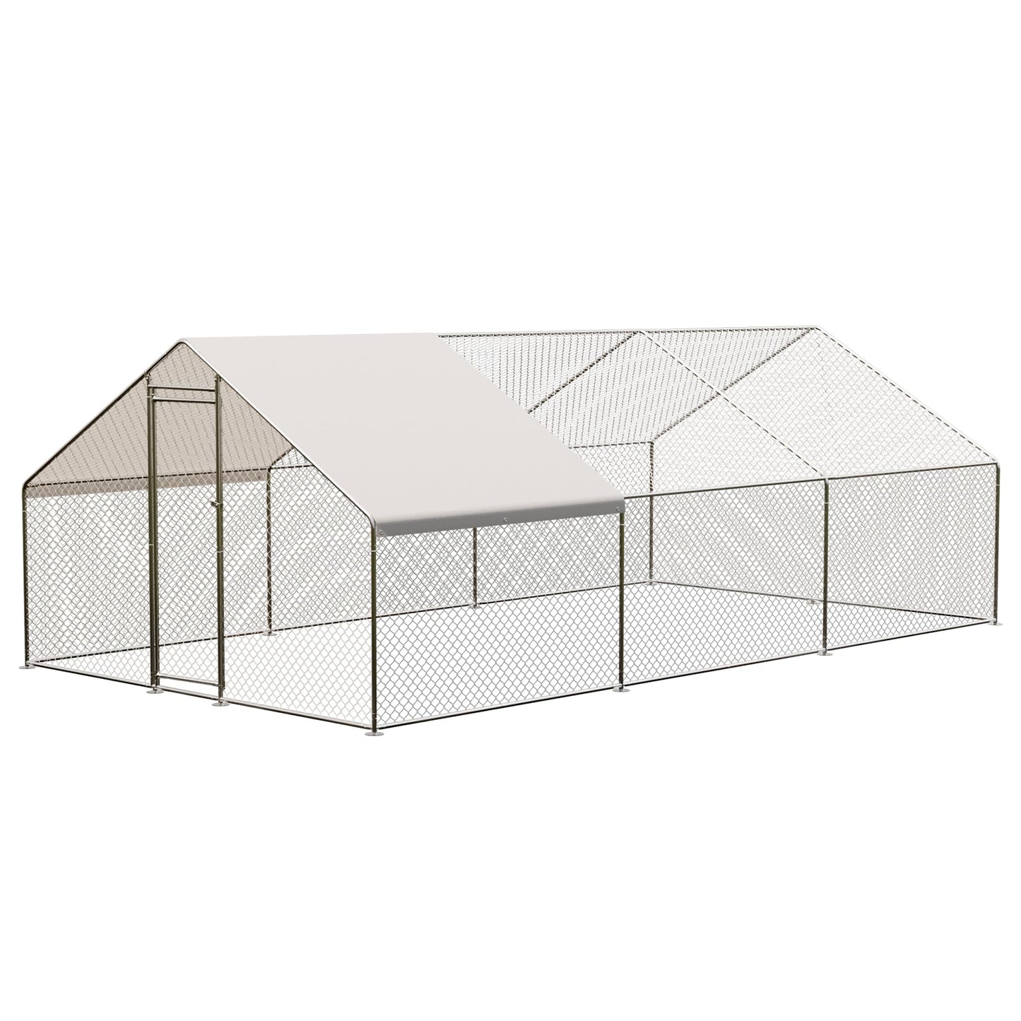 GarveeLife Large Metal Chicken Coop with Waterproof & Anti-UV Cover, Outdoor Chicken Pen (19.7' L x 6.6' W x 6.6' H)