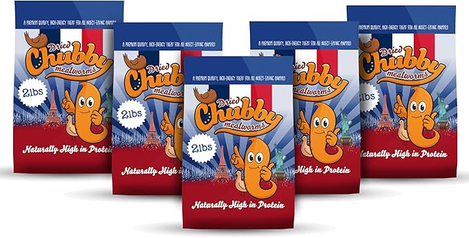 Chubby Dried Mealworms 10 Lbs - Grown in The EU - Non-GMO Mealworms for Chicken & Birds - Chicken Feed Treats for Laying Hens (10 Lb)