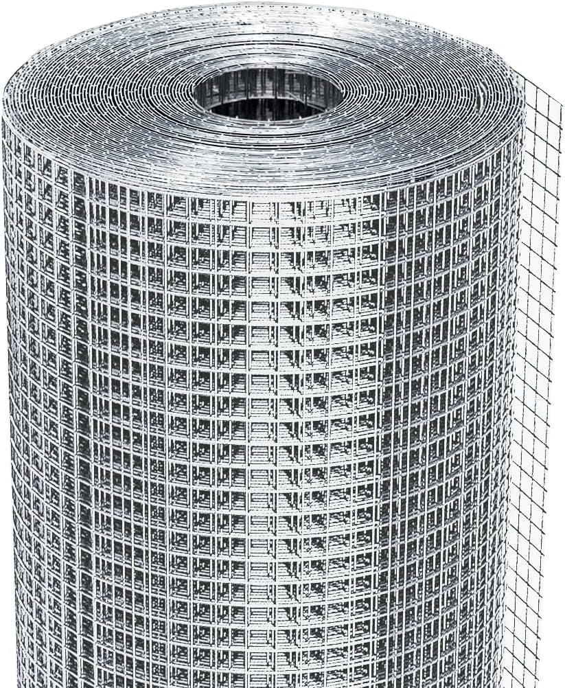 GarveeTech 1/2 inch 48 inch x 100 FT Hardware Cloth, 19GA Chicken Wire Fencing, Galvanized Welded Wire Mesh Roll for Poultry Netting Cage, Chicken Coop, Silver