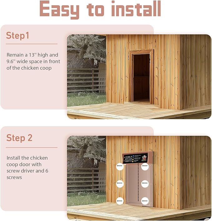 Automatic Chicken Coop Door Solar Powered with Timer & Light Sensor, LCD Display, Remote Control, 4 Modes Aluminum Alloy Auto Chicken Coop Door Solar, Anti-Pinch & Weather Proof, Gold