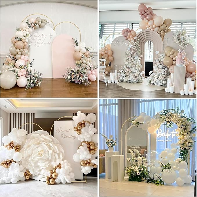 Babenest Gold Arch Backdrop Stand Set of 2, 7.2FT/8FT Metal Arch Wedding Stand, Balloon Arch Frame for Ceremony Birthday Party Bridal Baby Shower Halloween Banquet Decoration