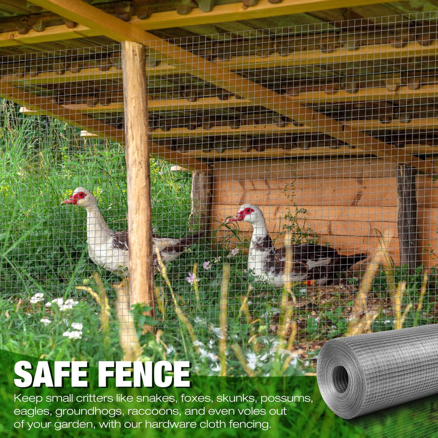 Tatuo 36in X 150ft Hardware Cloth 23 Gauge Hot Dip Galvanized After Welded Cage Mesh Rolls 1/2 Inch Metal Chicken Wire Mesh Roll Wire Fencing Poultry Netting for Raised Garden Rabbit Rodent Animals