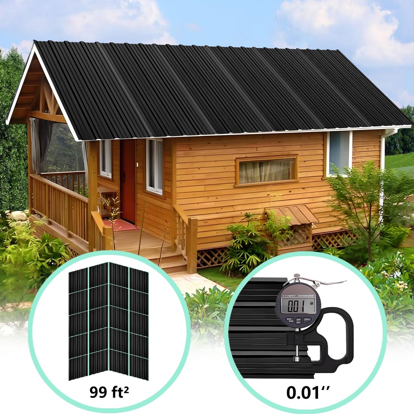 Metal Roofing Panels - Corrugated Galvanized Roof Panels Black 10 Pcs Waterproof Siding Panels for Outdoor House Storage Chicken Coop Patio Garages Sheds