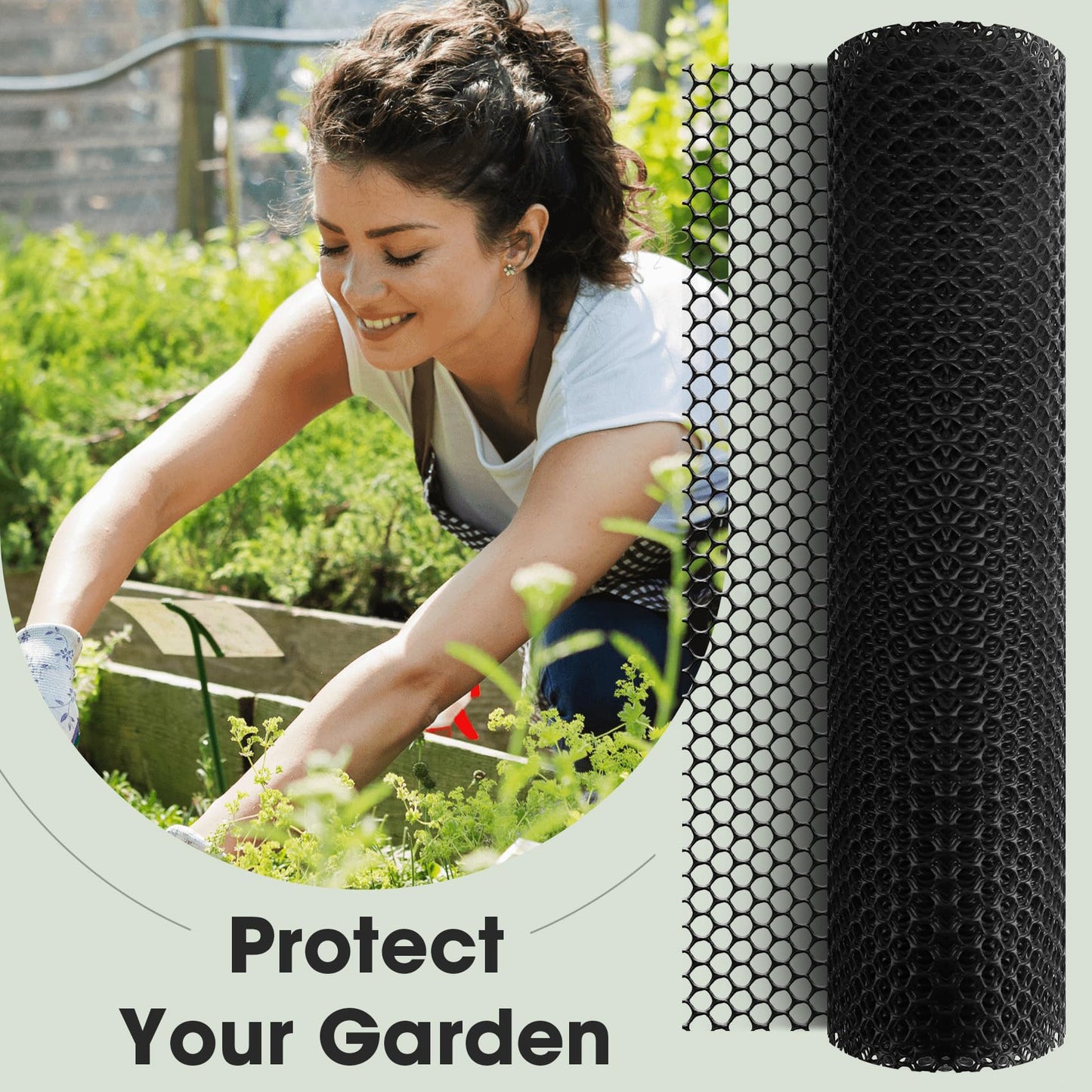 Unves 15.7IN x 16.4FT Plastic Chicken Wire Fencing Mesh, Hexagonal Chicken Wire Fence for Gardening Poultry Floral Dogs Rabbit Construction Barrier Netting, Plastic Fence Mesh Roll, Black