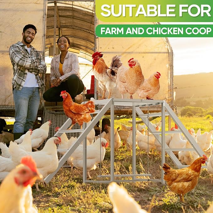 Chicken Coop Perches with Swing, Chicken Roosting Bars, Chicken Run Accessories Toy, Wooden Chicken Ladder for Pet's Healthy & Happy, Sturdy and Easy to Clean, Suitable for Backyard Farm,Gray