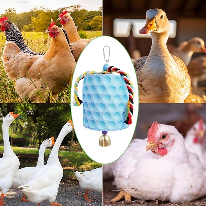 Chicken Coop Accessories, Chicken Beak Grinding Calcium Stone with Bell, Chicken Toys for Coop, Enrichment Toys for Hens, Ducks, Geese, Turkeys, Poultry