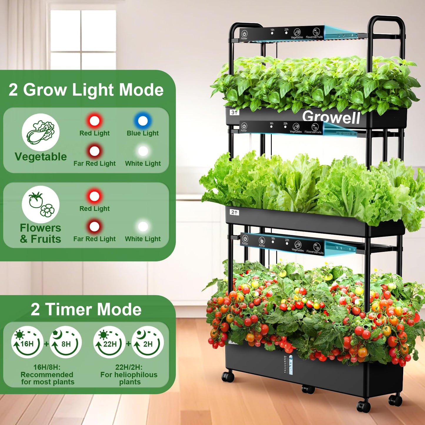16 Pods Hydroponics Growing System Kit & 90 Pods Vertical Indoor Garden