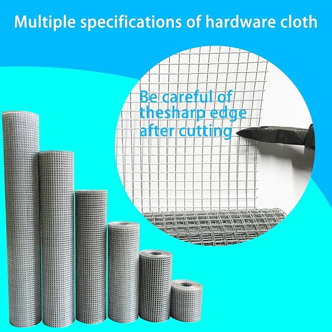 Galvanized Welded Wire Mesh Roll, 16in x 35ft, 1/4 Inch 23 Gauge Hardware Cloth - Garden Fencing for Rabbits, Chickens, Snakes, Gophers, Raccoons & Small Critters - Cage, Enclosure, Pest Barrier