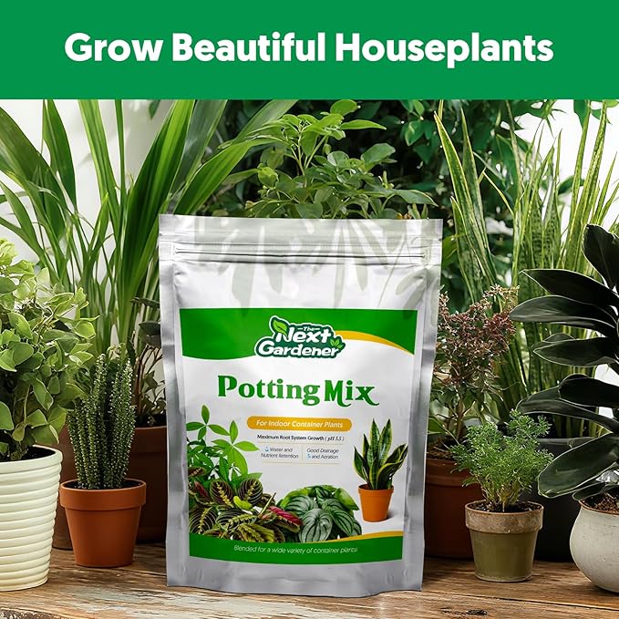 Indoor Potting Soil for Houseplants (2 qt), Well Aeration and Drainage, Lightweight Potting Mix for Indoor Outdoor Plants, Professional Garden Soil for Snake Plant, Monstera, Fiddle Leaf Fig