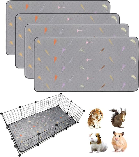 4Pcs Guinea Pig Cage Liners,Guinea Pig Fleece Cage Liners24''X48'' Super Absorbent Washable Pee Pads Reusable for Rabbit Hamster Chinchilla