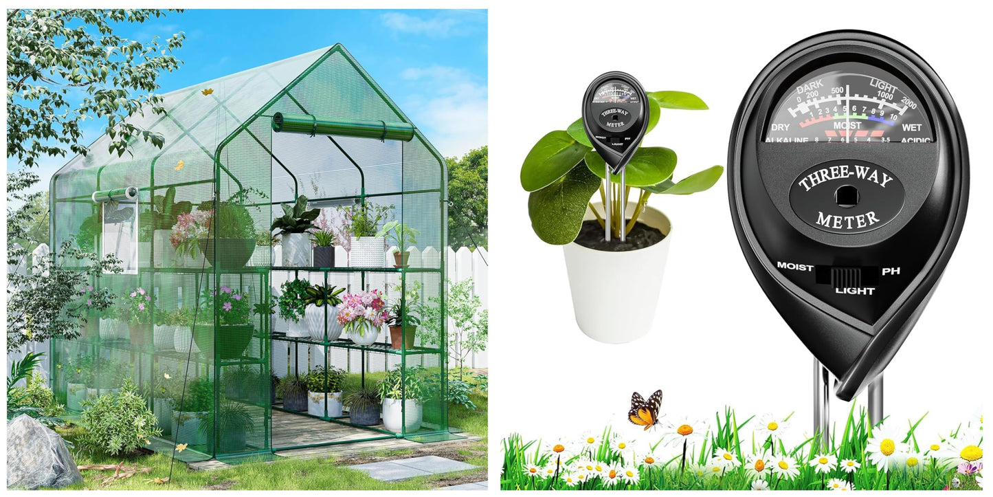 Walk-in Greenhouse+3-in-1 Plant Soil Tester
