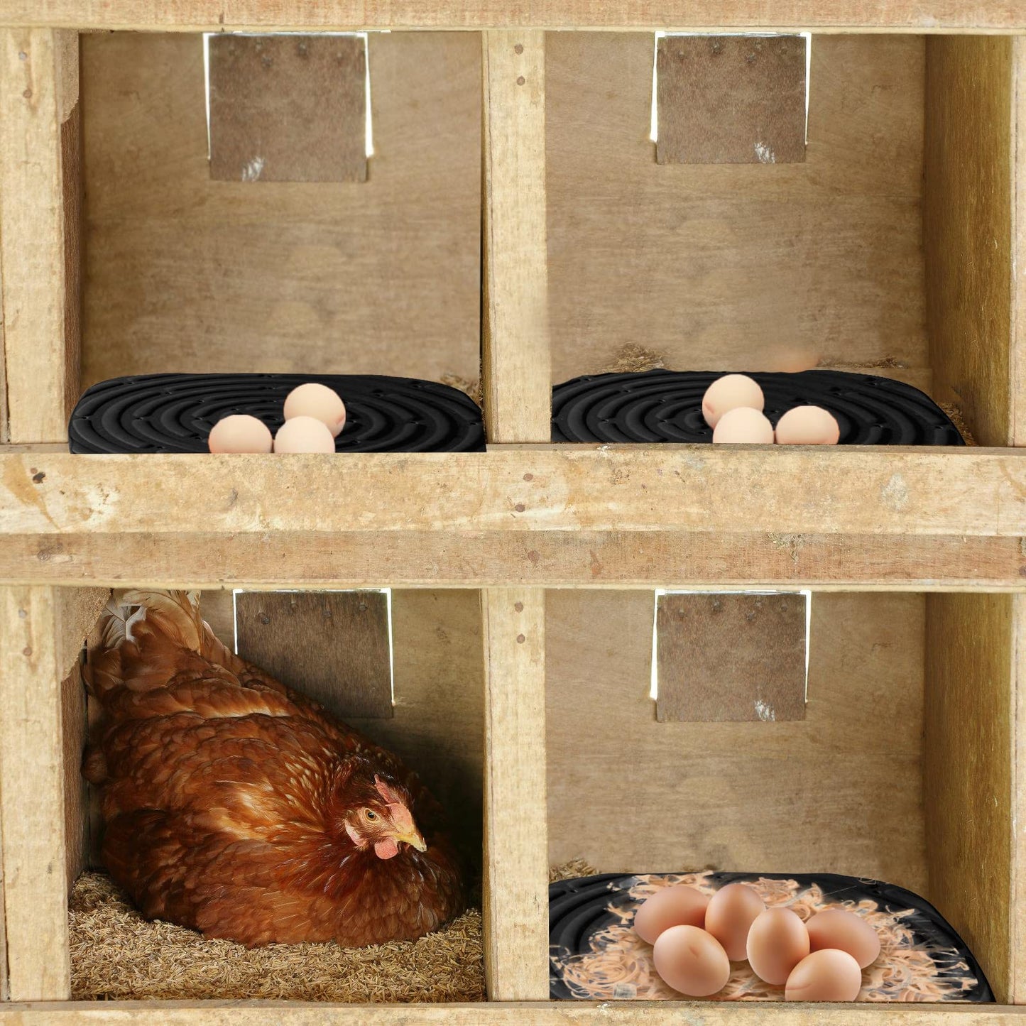 Skimzy Chicken Nest Box Pads - Washable Reusable Nesting Box Liners for Laying Eggs Chicken Coop Accessories Black 12''x12'' (4)