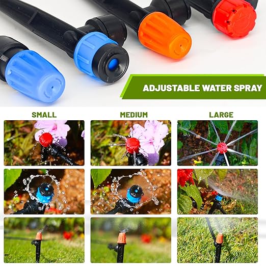 240FT Drip Irrigation System, 2025 Upgraded Quick Connector Irrigation System for Garden, Adjustable Nozzles, Garden Watering System with 1/4" & 1/2" Tubing, Sprinklers for Garden, Greenhouse, Lawn