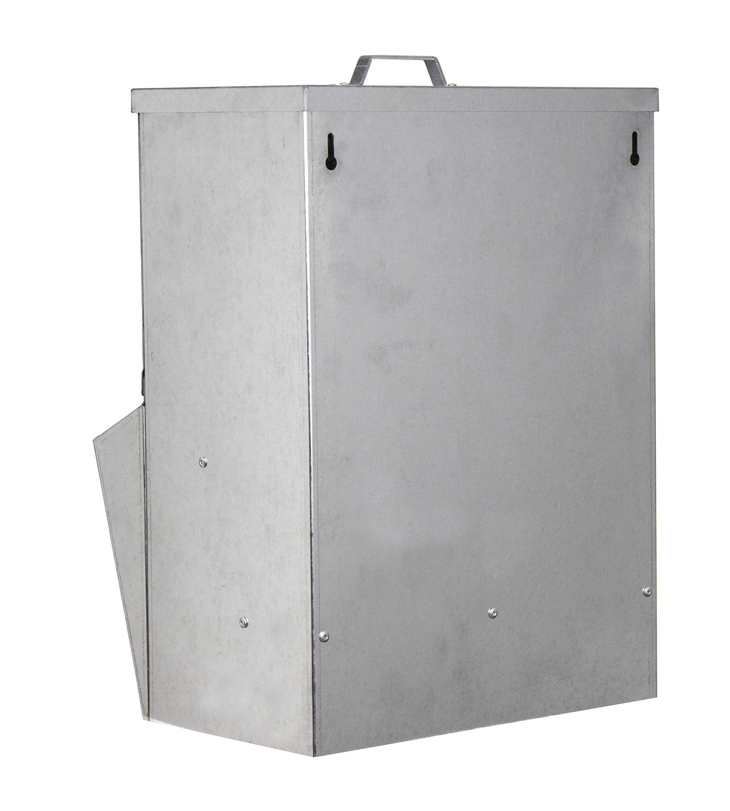 RentACoop Galvanized Chicken Trough Feeder, Weatherproof Poultry Food Dispenser with Lid 25LB Capacity