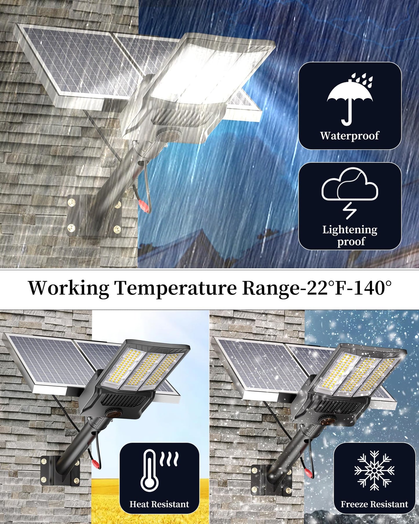 Ofuray Of-9800W and Of-5600W Solar Street Light Outdoor Waterproof,Solar Parking Lot Lights Commercial Dusk to Dawn, 6500k IP67 Street Led with Remote Control for Street,Court,Barn