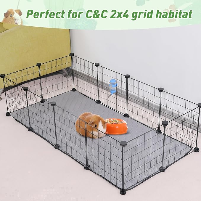 2 Pack Guinea Pig Cage Liners, LWYMX 24'' X 36'' Washable Guinea Pig Pee Pads, Non Slip Reusable Super Absorbent Guinea Pig Training Mat Bedding Fleece for Small Animals Hamster Rabbit Chinchilla Rat