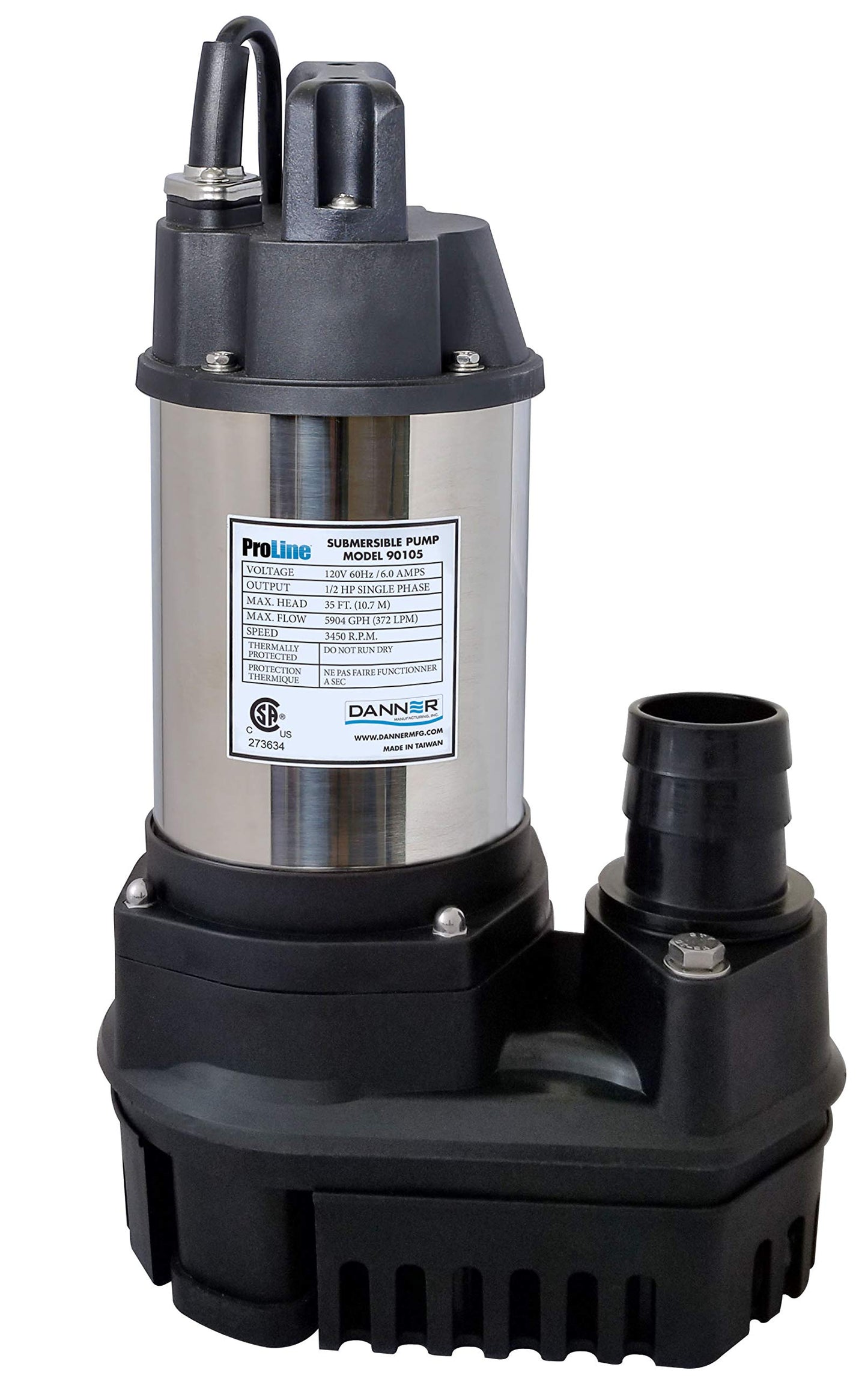 Danner Manufacturing, Inc., Proline 1.0 HP, High Flow Submersible Water Pump, 90106