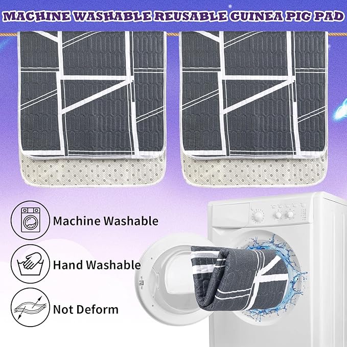 UPINS 2-Piece Guinea Pig Pee Pads, 47 X24 Inches Guinea Pig Cage Liner Reusable Guinea Pig Mat for Small Animals Hamster Rabbit Squirrel