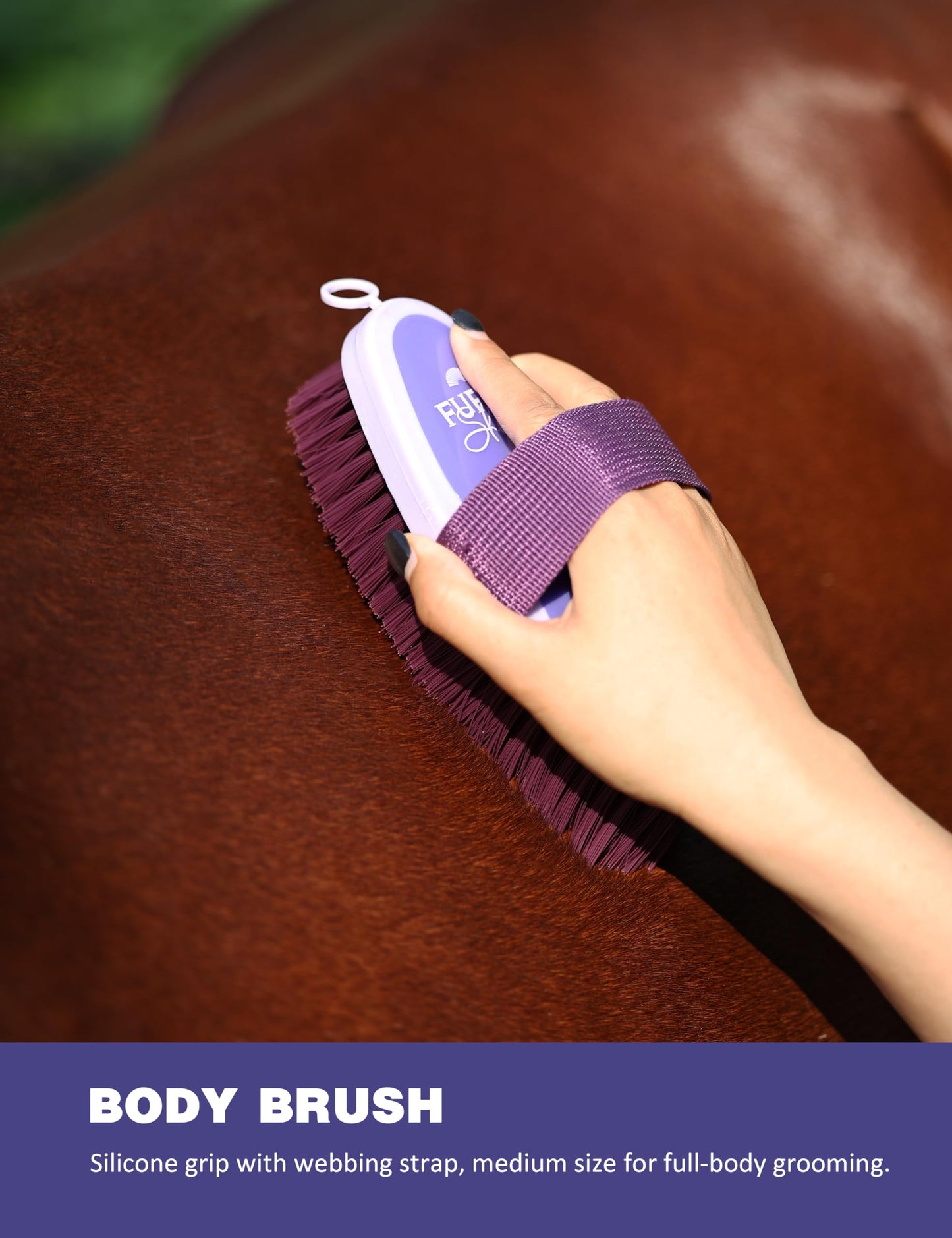Furrishine 9PCS Horse Grooming Kit Curry Comb Sweat Scraper Horse Bathing Supplies Grooming Tools with Storage Bag Sugar Taro