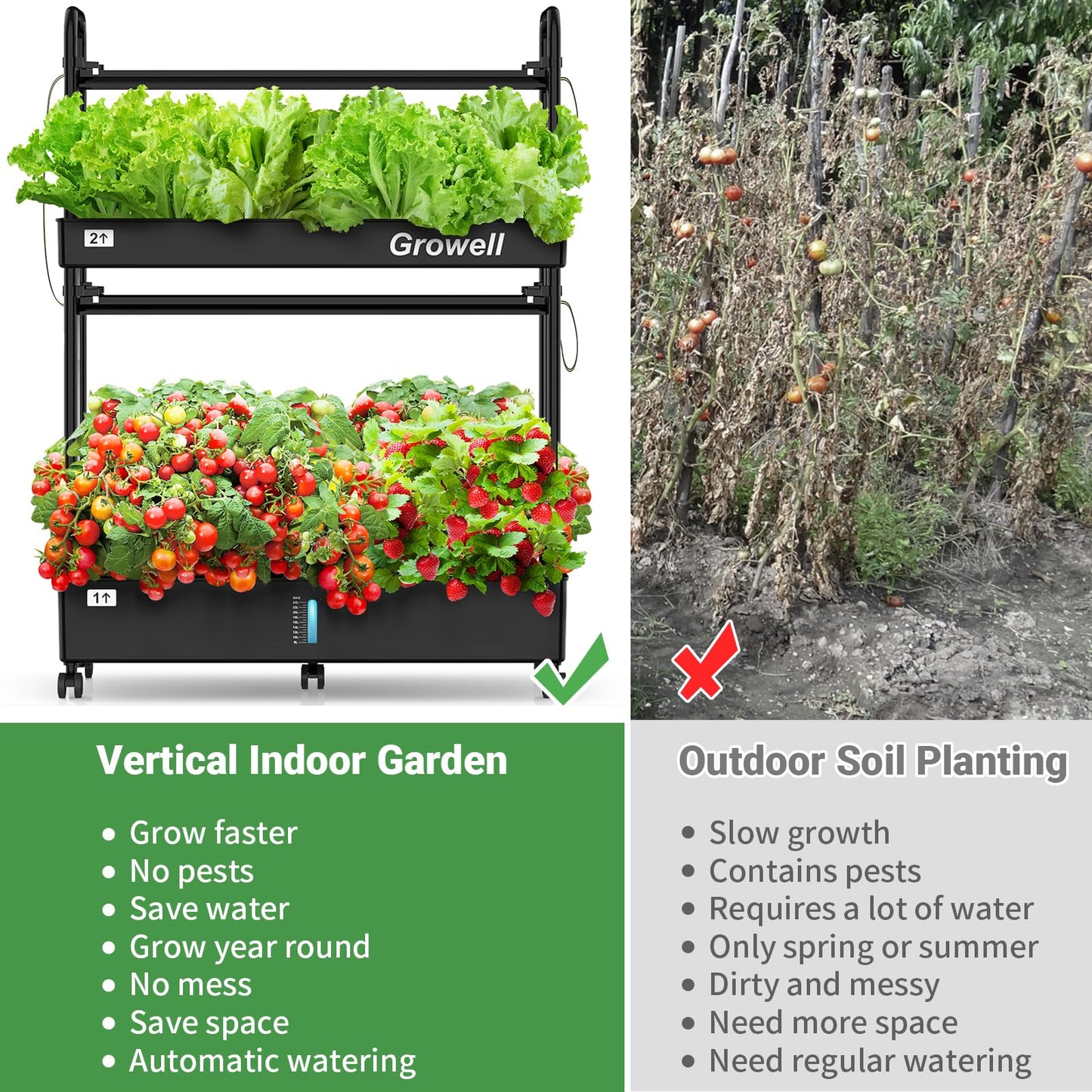 Growell 17 Pods & 60 Pods Hydroponics Growing System Kit