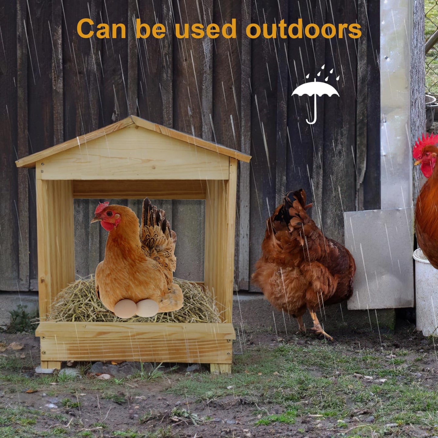Chicken Nesting Box 3 Compartments - Wall Mount Wooden Egg Laying Nest Box for Chicken Coop, Easy to Assemble & Versatile Use for Hens, Ducks, Chickens