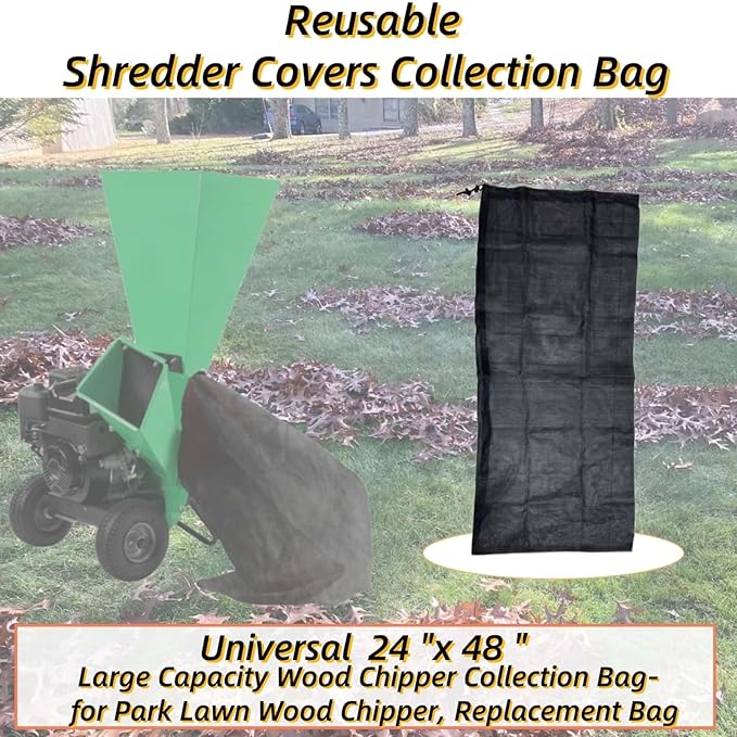 Large Capacity 24 x54" Wood Chipper Collection Bag, Reusable Leaf Mulcher Collection BagSuitable for Park Lawn Wood Chipper, Replacement Bag，Adjustable Opening Shredder Covers Collection Bag