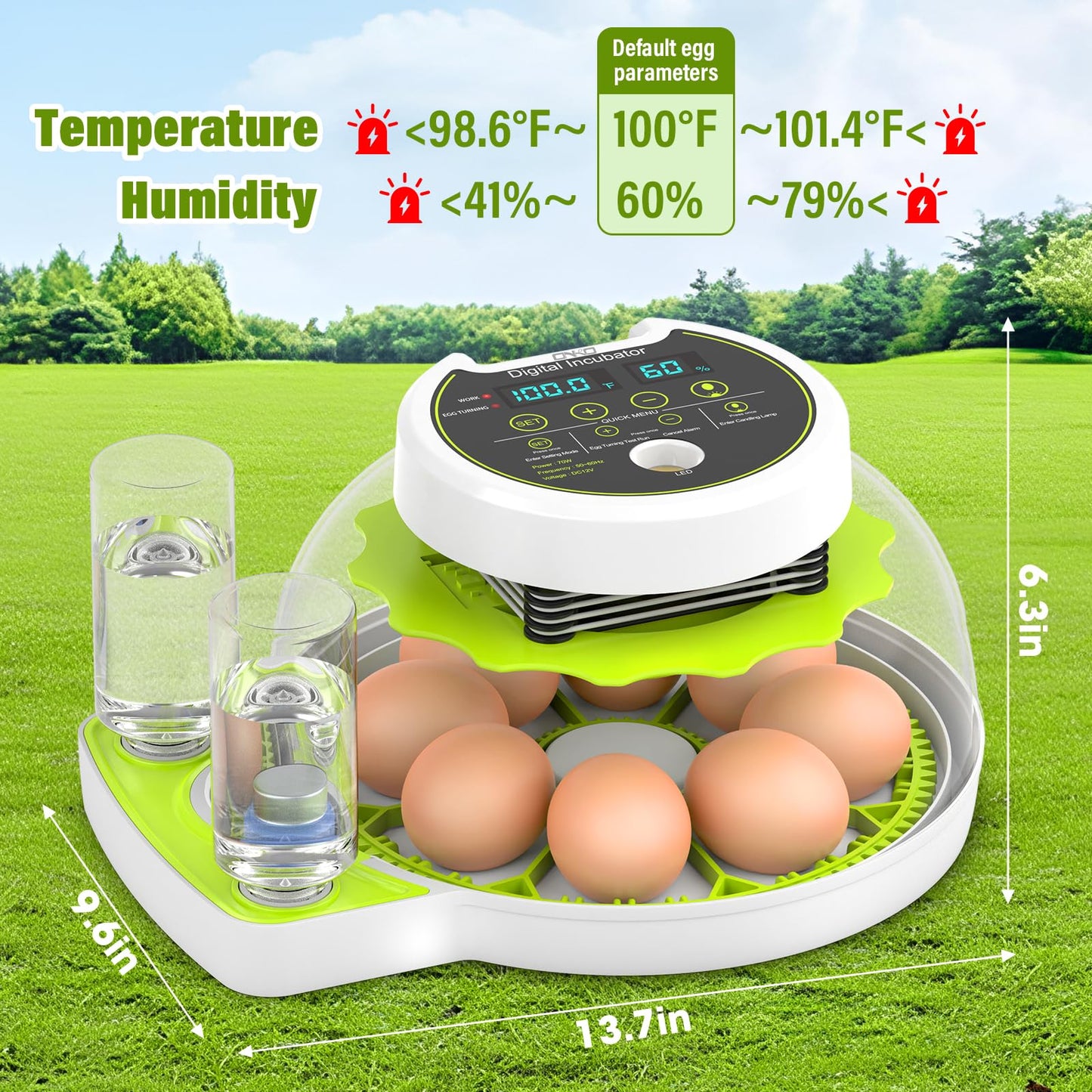 Egg Incubator with Automatic Egg Turning and Humidity Control, Chicken Incubators for Hatching Eggs, Built-in Egg Candle, Holds 8 Eggs, Suitable for Hatching Chickens, Quails, Ducks, Parrots, Geese