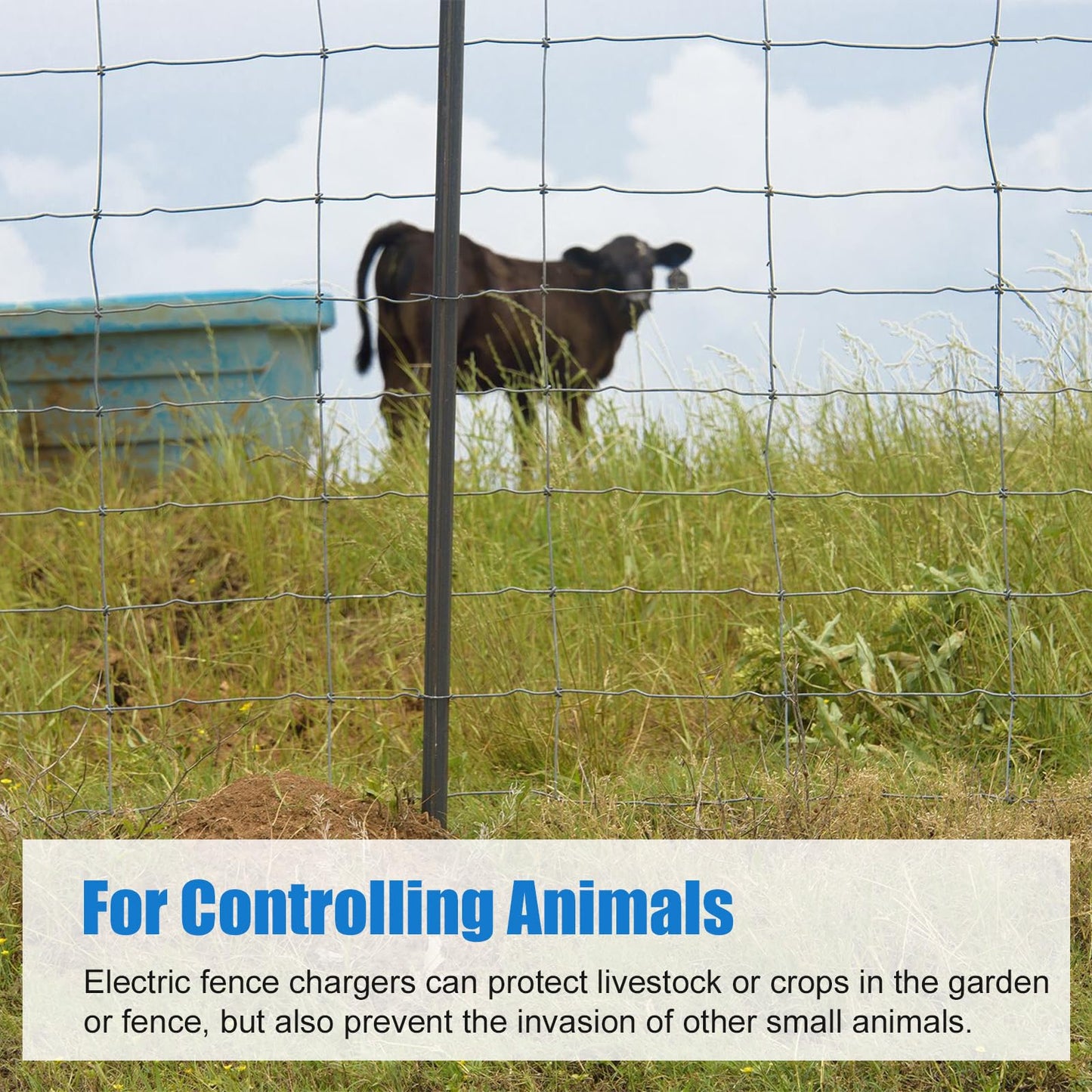 Electric Fence Charger, 5 Mile Plug in Electric Fence Energizer, for Preventing to Prevent Bears, Raccoons, Skunks Intruding
