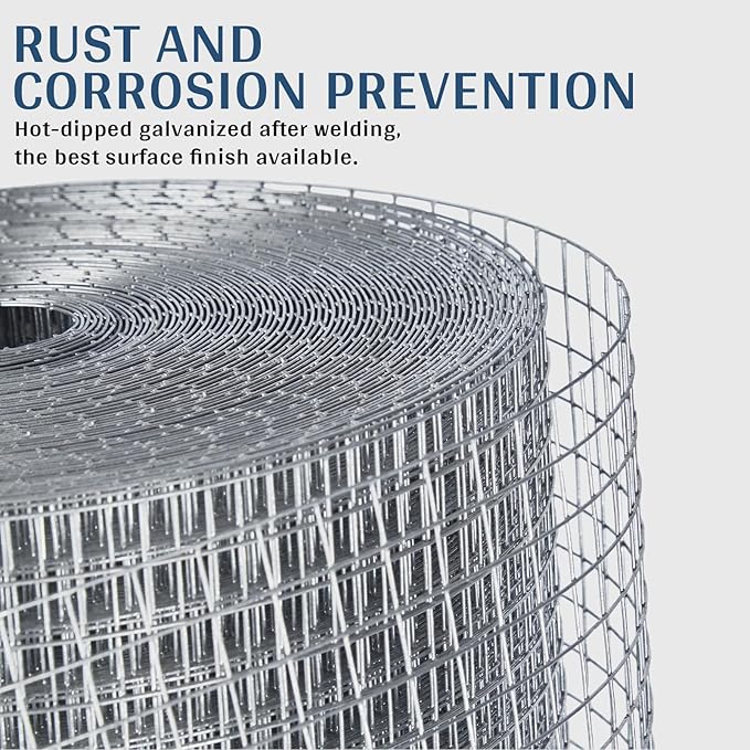 Hardware Cloth 1/4 in. x 2 ft. x 100 ft. 23-Gauge, Galvanized Wire Mesh Roll, Chicken Wire Fencing, Gopher Wire, Garden Fence, Rodent Mesh, Wire Mesh Fence Roll, Rabbit Wire