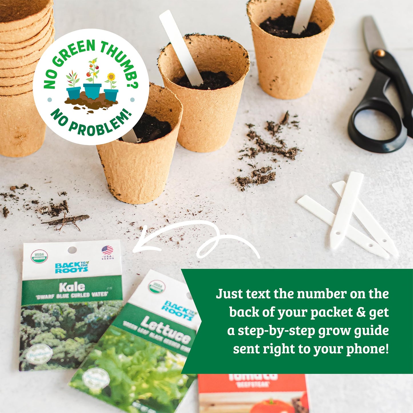 Back to the Roots 100% Organic, Non-GMO Seeds | Variety 30-Pack | Top Herb, Fruit, and Veggies | Guaranteed to Grow