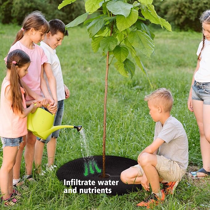 20.47 Inch Non-Woven Tree Mulch Ring,Reusable Tree Weed Barrier Mat,Degradable Tree Mulch Used to inhibit Weed Growth and Landscape Weed Control Plant Root Protection (6 Pack)