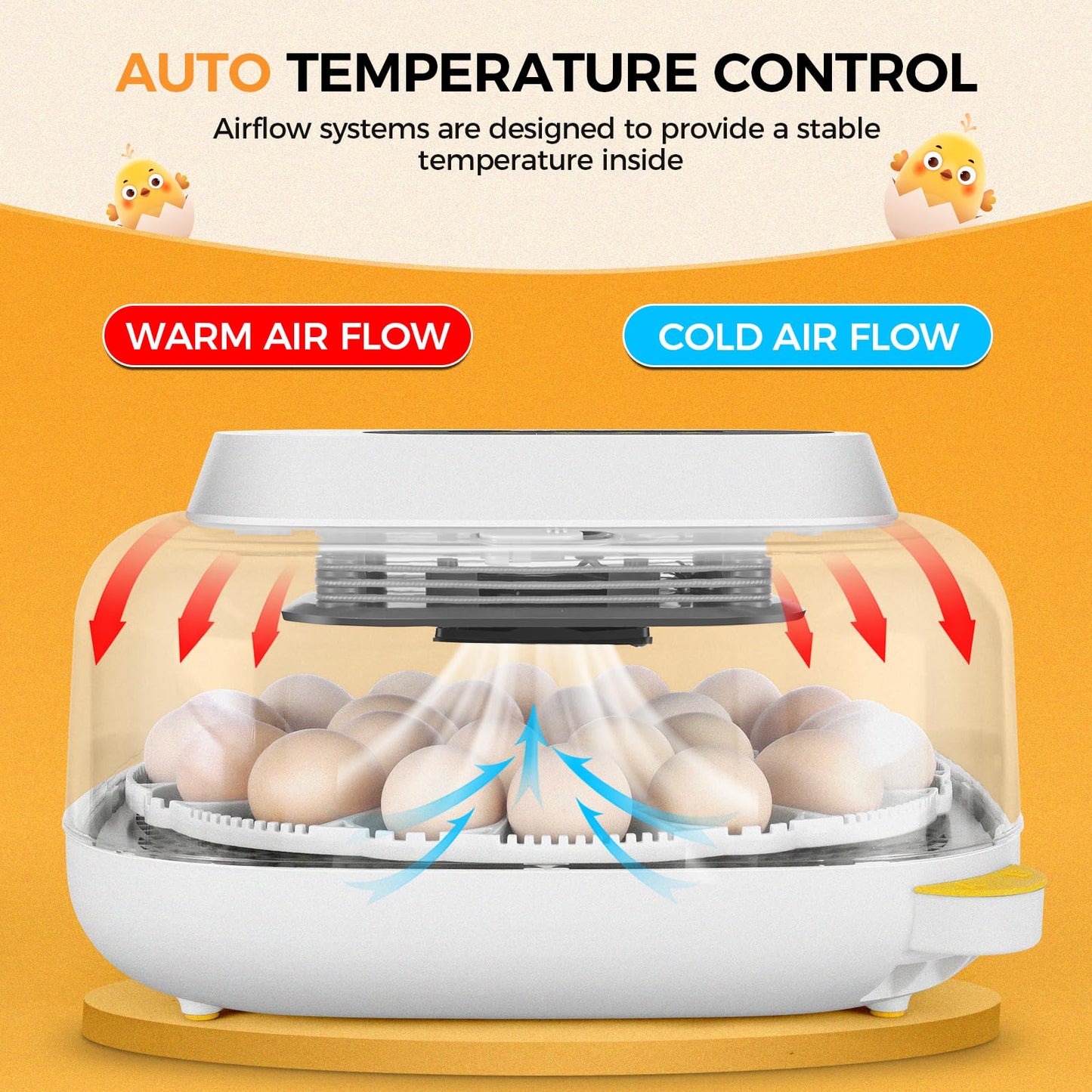 Sailnovo 24 Egg Incubators for Hatching Eggs, 4 Modes Egg Incubator with Automatic Egg Turning and Humidity Display, Egg Candler - 360° View with Clear Window Incubators for Hatching Chicks, Grey
