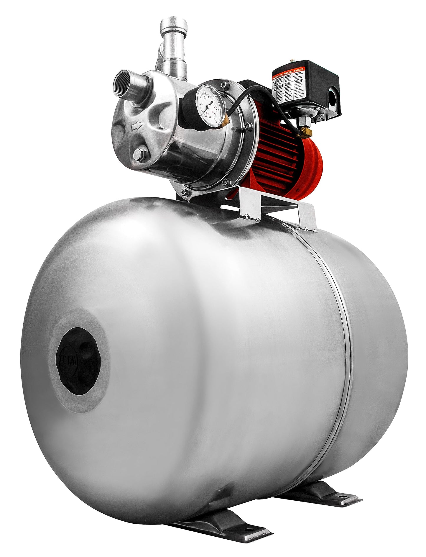 Red Lion RJS-75SS/RL15HS 115/230 Volt 3/4 HP, 12.8 GPM Stainless Steel Shallow Well Jet Pump and 15 Gallon Tank System, Stainless Steel, 602240