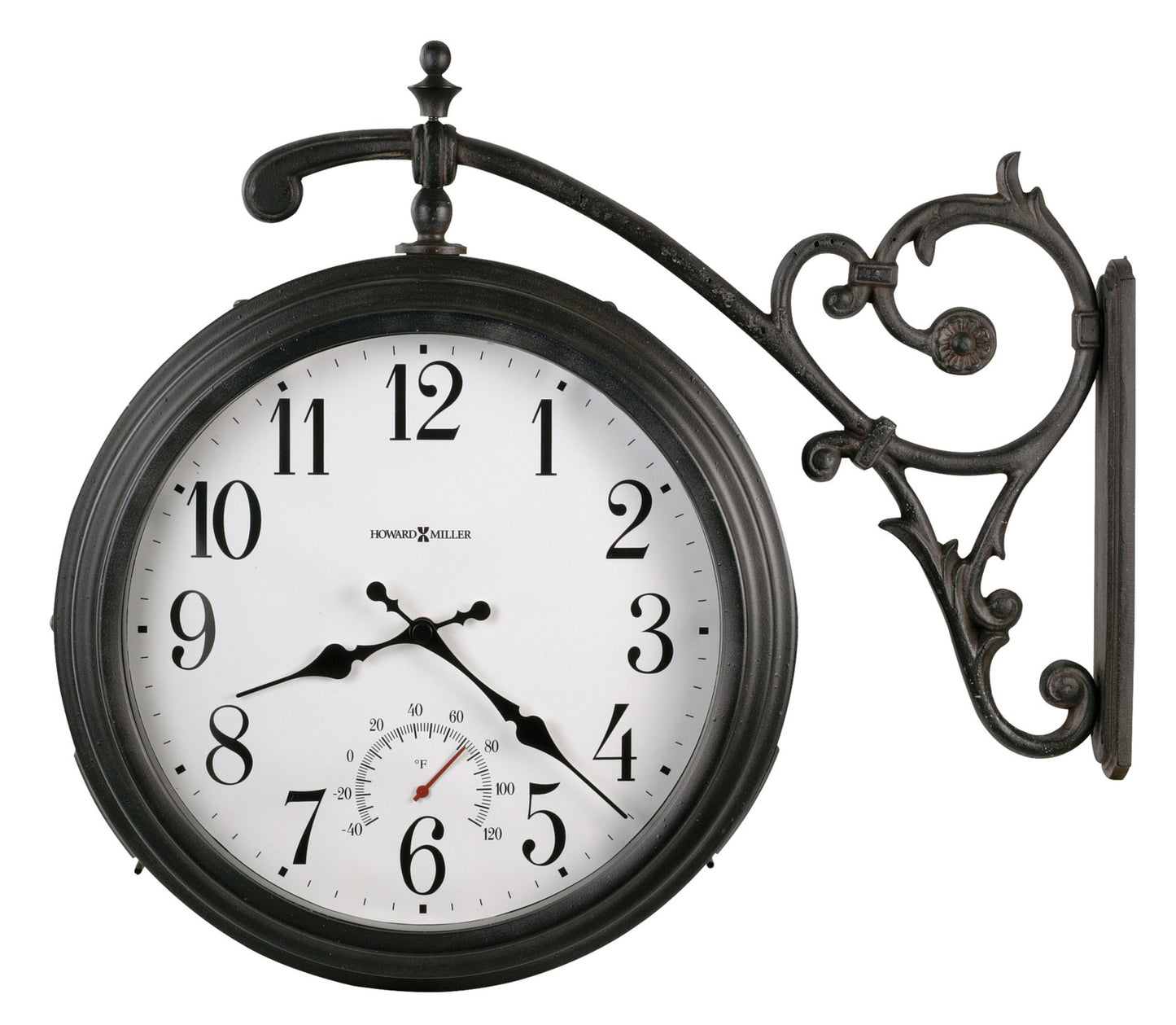 Howard Miller Luis Double-Sided Wall Clock – Indoor Outdoor Analog Clock, Battery Operated Decorative Wall Clock Aesthetic Home Style Clock for Room Decor, Living Room, Office Wall Decor