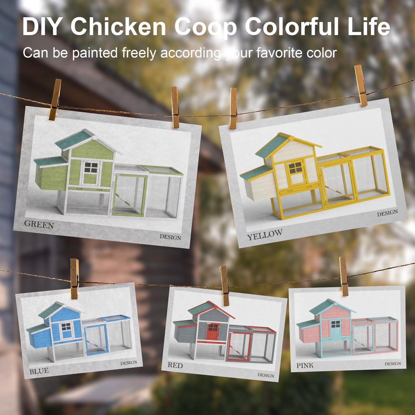 GOJOOASIS 80" Chicken Coop for 2-4 Chickens Outdoor Wooden Hen House Poultry Pet Hutch for Backyard w/Run Cage & Nesting Box(A)